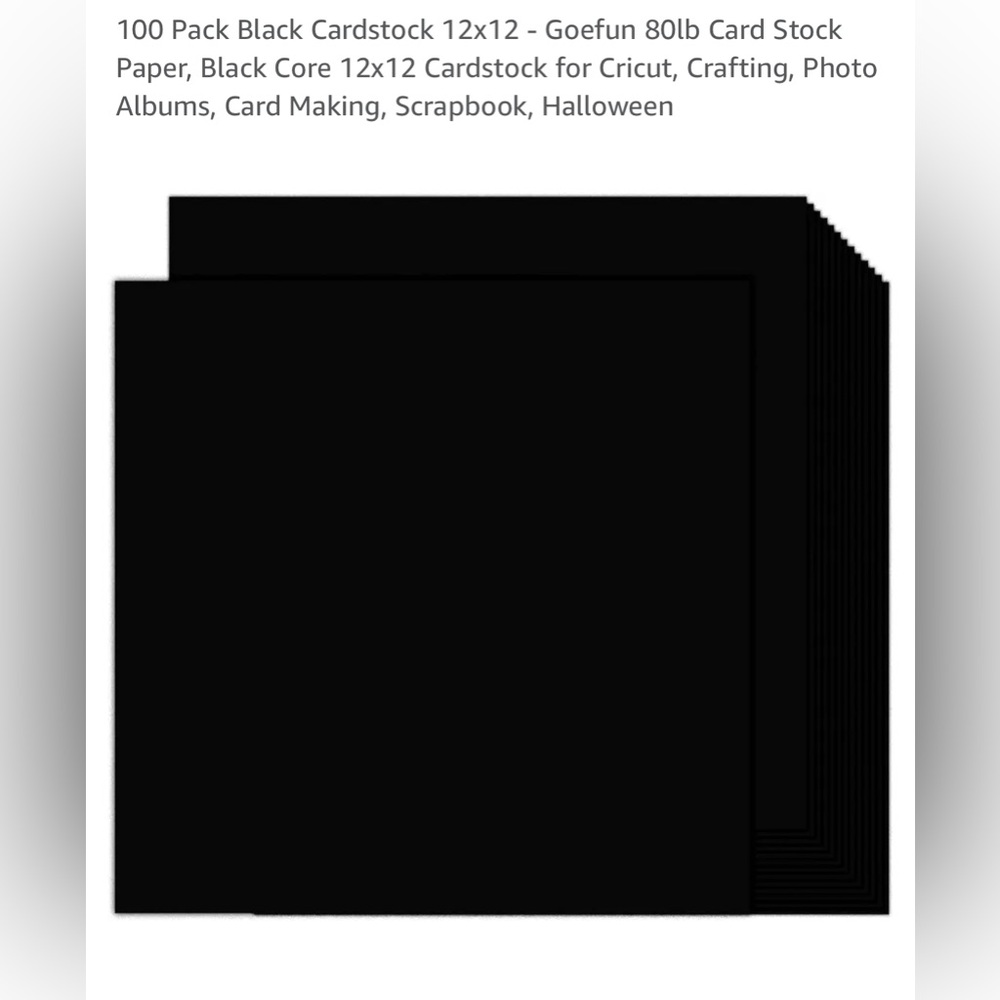 12x12 80lb Black Cardstock Paper for Crafting -unopened 100pack